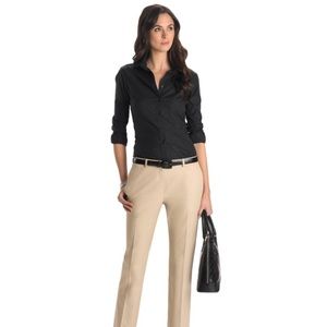 Brooks Brothers Ruffled Black Button Down Top